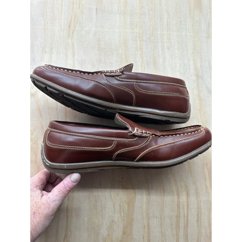 Nunn Bush Mens Brown Leather Dual Comfort Memory Foam Slip‎ On Loafers Shoes 11M